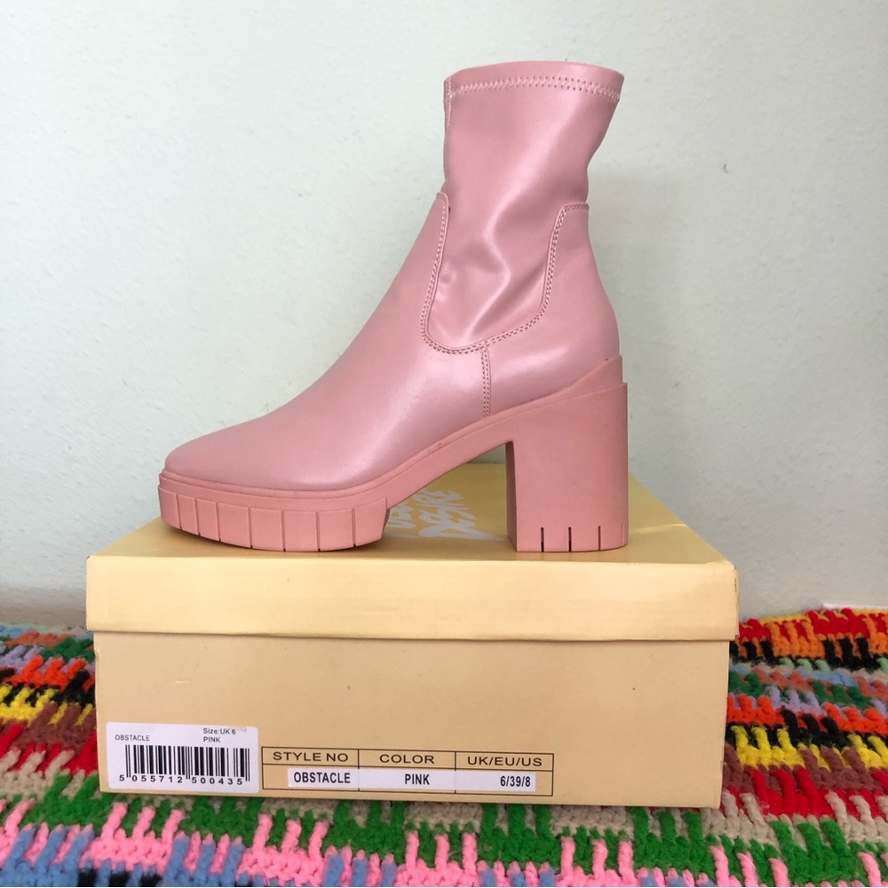 Public Desire Obstacle, TRENDY Pink PU platform boots, SZ 6UK 8US. 39EU